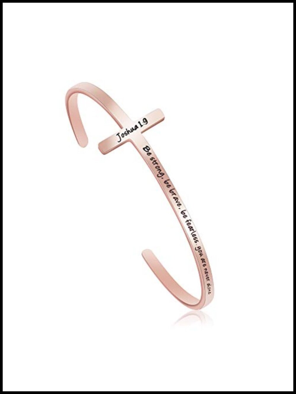 Rose Gold Cross Cuff Bangle Bible Verse Stainless Steel Bracelet